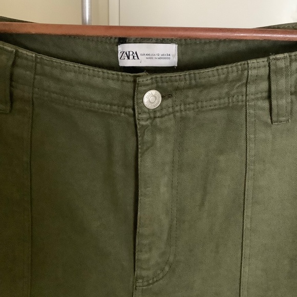 Zara New without Tags Cargo Pants / Size 12/ Dark Khaki - Picture 4 of 7